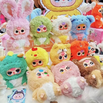 Baby Three Series Chinese Zodiac Plush Doll Blind Box, Doll Model Ornament Mystery Box, 12 Styles Plush Doll Kids Girl Xmas Gifts
